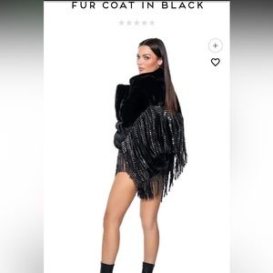 Fringe faux fur coat